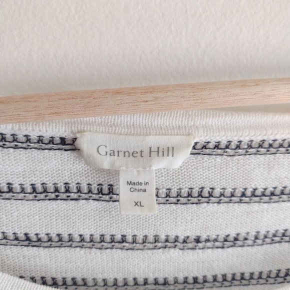 Garnet Hill Organic Linen Sweater XL Oversize whitish beige with black stripes - Picture 8 of 11